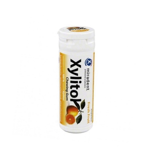 Miradent Xylitol Chewing Gum Fresh Fruit 30τεμ (Οδοντότσιχλα με Ξυλιτόλη Γεύση Πορτοκάλι)