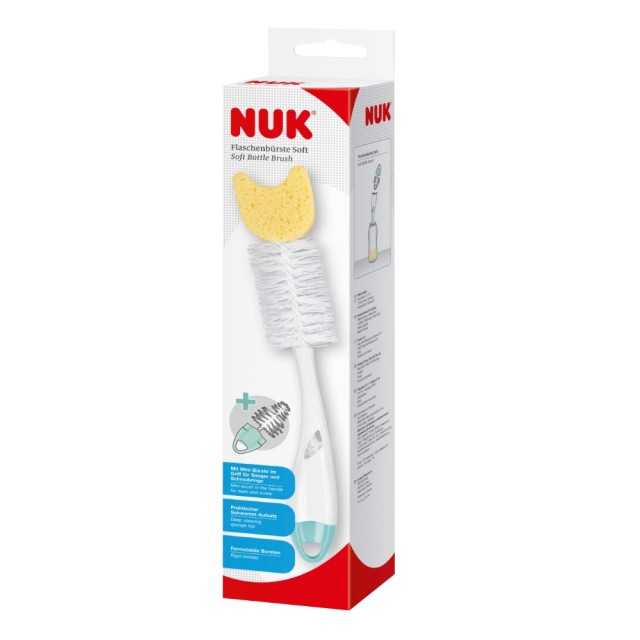 Nuk Soft Bottle Brush (Βούρτσα για Μπιμπερό 2 σε 1 με Σφουγγαράκι)