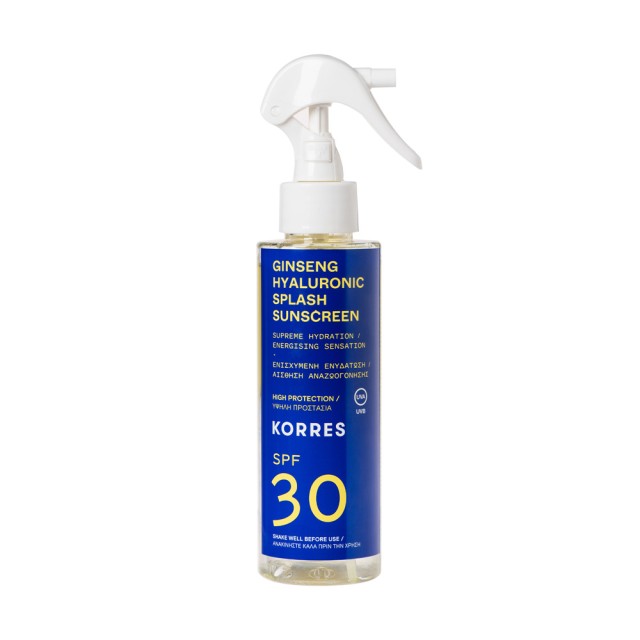 Korres Ginseng Hyaluronic Splash Sunscreen SPF30 150ml (Διφασικό Αντηλιακό Με Ginseng & Υαλουρονικό Υψηλής Προστασίας για Πρόσωπο & Σώμα)