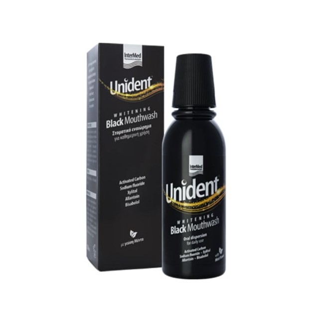 Unident Whitening Black Mouthwash 250ml (Λευκαντικό Στοματικό Διάλυμα)