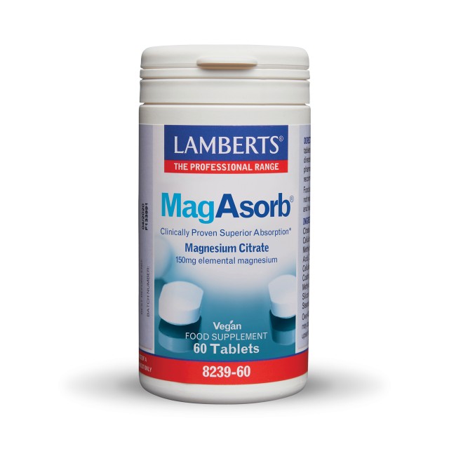 Lamberts MagAsorb 150mg 60tabs (Κιτρικό Μαγνήσιο Υψηλής Απορρόφησης και Βιοδιαθεσιμότητας)