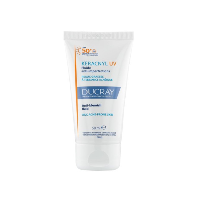 Ducray Keracnyl UV SPF50+ Anti-Blemish Fluid 50ml (Λεπτόρρευστη Αντηλιακή Κρέμα Προσώπου για Επιδερμίδα με Τάση Ακμής)