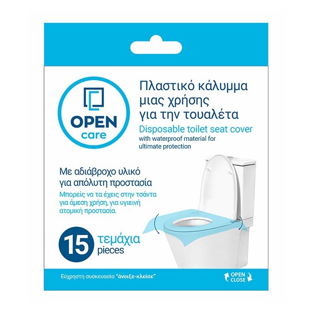 Open Care Disposable Toilet Seat Cover 15τεμ (Πλαστικά Καλύμματα μιας Χρήσης για την Τουαλέτα)