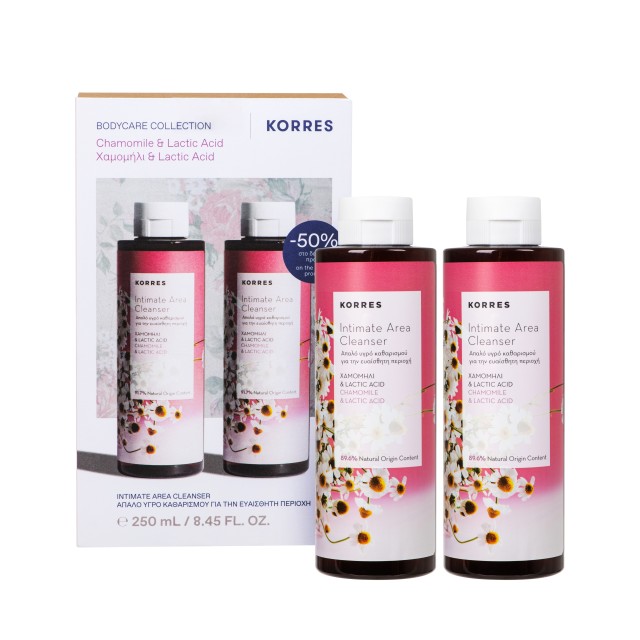 Korres SET Chamomile & Lactic Acid Intimate Area Cleanser 2x250ml (ΣΕΤ με Υγρό Καθαρισμού για την Ευαίσθητη Περιοχή)