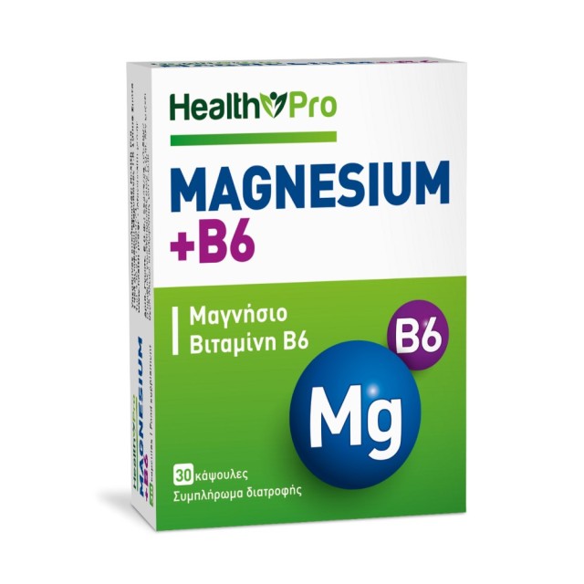 Health Pro Magnesium + Β6 30caps (Συμπλήρωμα Διατροφής με Μαγνήσιο & Βιταµίνη Β6 για την Καλή Λειτουργία του Νευρικού Συστήματος & Μείωση της Κούρασης)