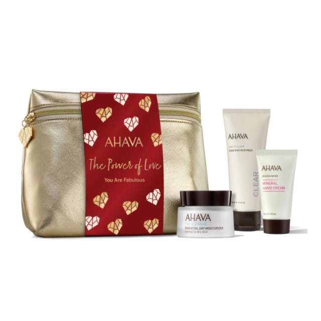 Ahava You Are Fabulous SET Essential Day Moisturizer 50ml & Purifying Mud Mask 100ml & Mineral Hand Cream 40ml & GIFT Pouch