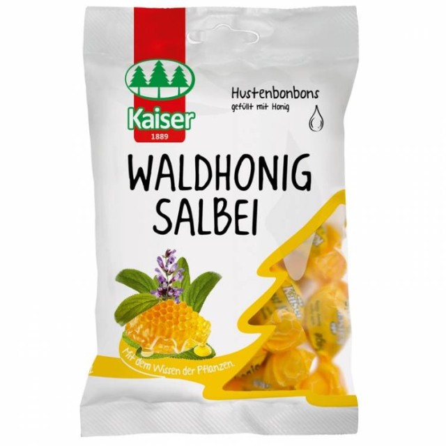 Kaiser Waldhonig Salbei 90gr (Καραμέλες για τον Βήχα με Βιταμίνη C & Γέμιση από Μέλι & Αρωματικό Φασκόμηλο)
