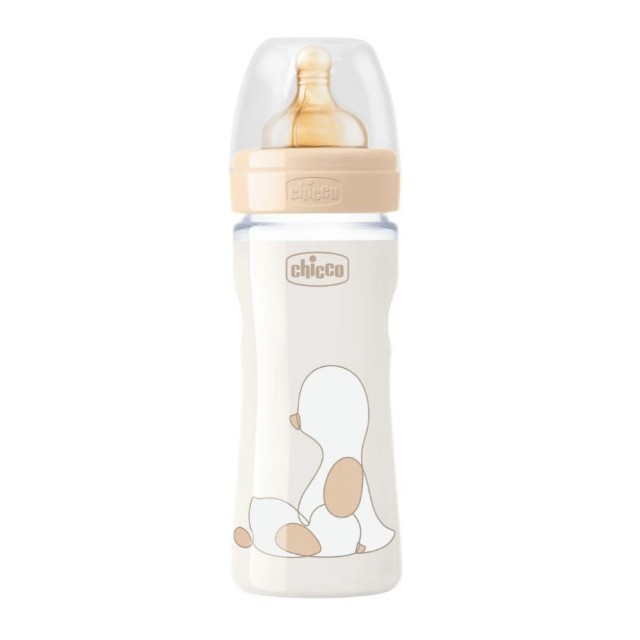 Chicco Original Touch Glass Baby Bottle 27720-30 240ml 0m+ (Γυάλινο Μπιμπερό με Θηλή Καουτσούκ 0m+)