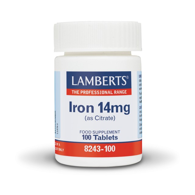 Lamberts Iron 14mg 100 tabs (Κιτρικός Σίδηρος Υψηλής Απορρόφησης και Βιοδιαθεσιμότητας)