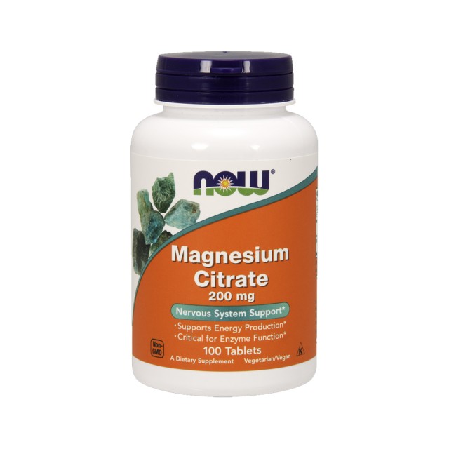 Now Foods Magnesium Citrate 200mg 100tabs (Συμπλήρωμα Μαγνησίου)