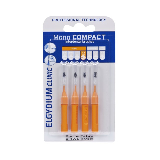 Elgydium Mono Compact Interdental Brushes 1,2mm 4τεμ (Μεσοδόντια Βουρτσάκια Πορτοκαλί)