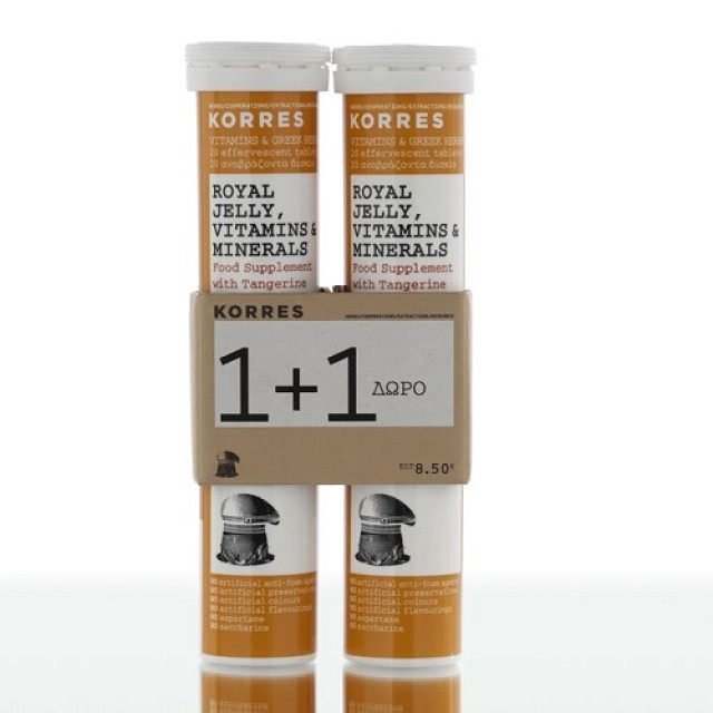 Korres Vitamins (1+1 Δώρο) Royal Jelly, Vitamins & Minerals 18 Αναβράζουσες Ταμπλέτες 
