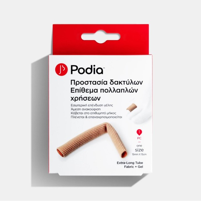 Podia Extra-Long Tube Fabric & Gel 1τεμ (Επίθεμα Γέλης με Ύφασμα που Κόβεται στο Επιθυμητό Μήκος για Προστασία των Δακτύλων)