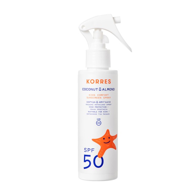 Korres Coconut & Almond Kids Comfort Sunscreen Spray SPF50 150ml (Παιδικό Αντηλιακό Spray Καρύδα & Αμύγδαλο Με Υψηλή Προστασία για Πρόσωπο & Σώμα)