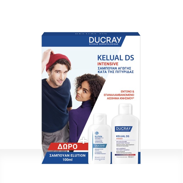 Ducray SET Kelual DS Intensive Anti-Dandruff Treatment Shampoo 100ml & ΔΩΡΟ Elution Shampoo 100ml (ΣΕΤ με Σαμπουάν Kατά της Πιτυρίδας & ΔΩΡΟ Σαμπουάν Εξισορρόπησης)