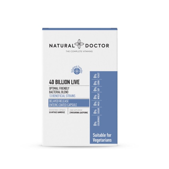 Natural Doctor Probiotics 40 Billion Live 30caps (Προβιοτικά για τη Φυσιολογική Λειτουργία του Εντέρου)