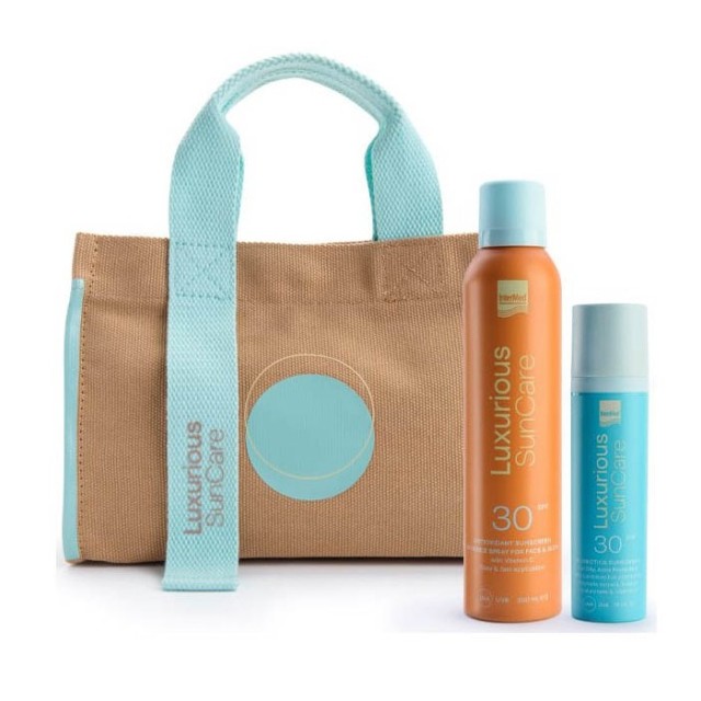 Intermed Luxurious Sun Care SET Antioxidant Sunscreen Invisible Spray SPF30 200ml & Probiotics Fluid SPF30 75ml (ΣΕΤ με Αντηλιακό Spray Προσώπου & Σώματος & Αντηλιακό Γαλάκτωμα Προσώπου για Λιπαρή Επιδερμίδα)