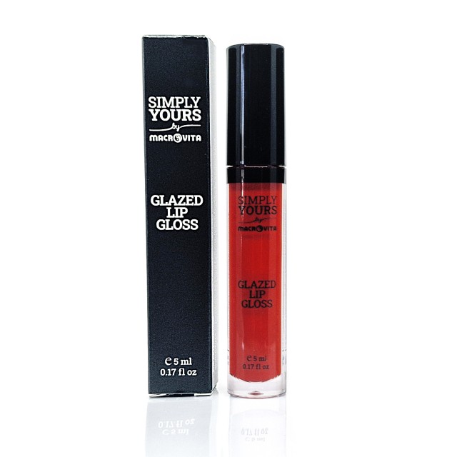 Macrovita Simply Yours Glazed Lip Gloss 03 Red Crush 5ml (Lip Gloss με Ανάλαφρη, μη Κολλώδη Υφή & Απαλό Glitter - Κόκκινο)
