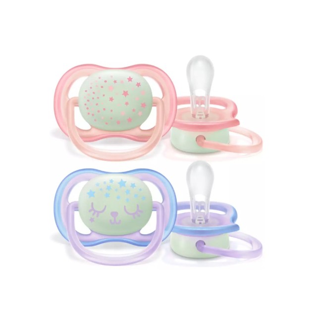 Avent Οrthodontics Silicone Pacifiers Ultra Air Night SCF376/12 0-6m 2pcs