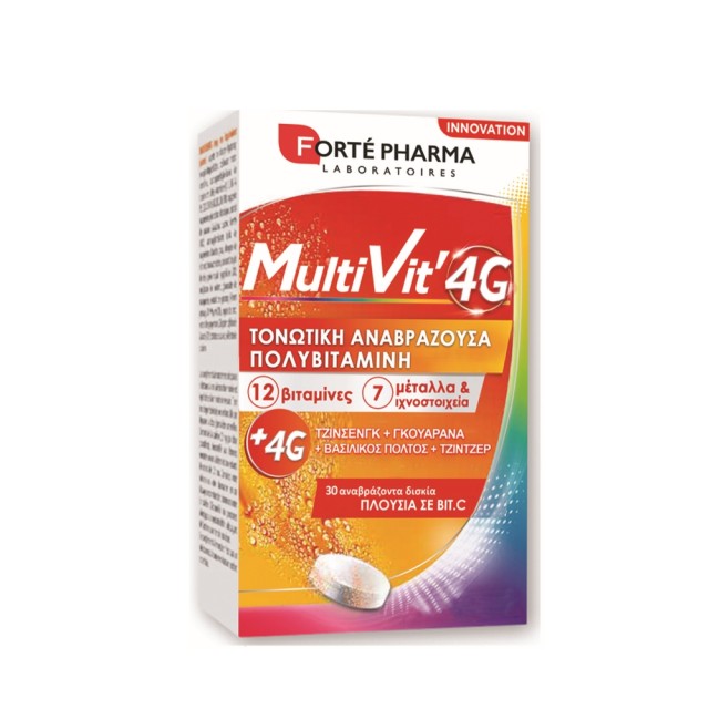 Forte Pharma Multivit 4G 30 disks (Τονωτική Αναβράζουσα Πολυβιταμίνη 30 δισκία)