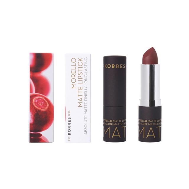 Korres Morello Matte Lipstick 55 Burgundy Leather 3.5gr (Ματ Κραγιόν σε Βουργουνδί Χρώμα) 