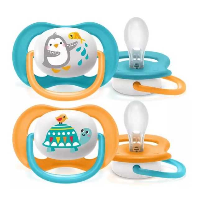 Avent Ultra Air Animals SCF080/12 6-18m (Ελαφριά Πιπίλα Σιλικόνης 6-18m 2τεμ & Θήκη)