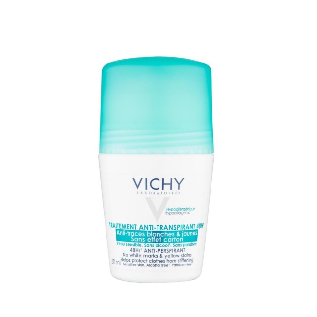 Vichy Deodorant Anti Transpirant Anti-Trace 48h Roll On 50ml (Αποσμητικό για Έντονη Εφίδρωση Χωρίς Λ