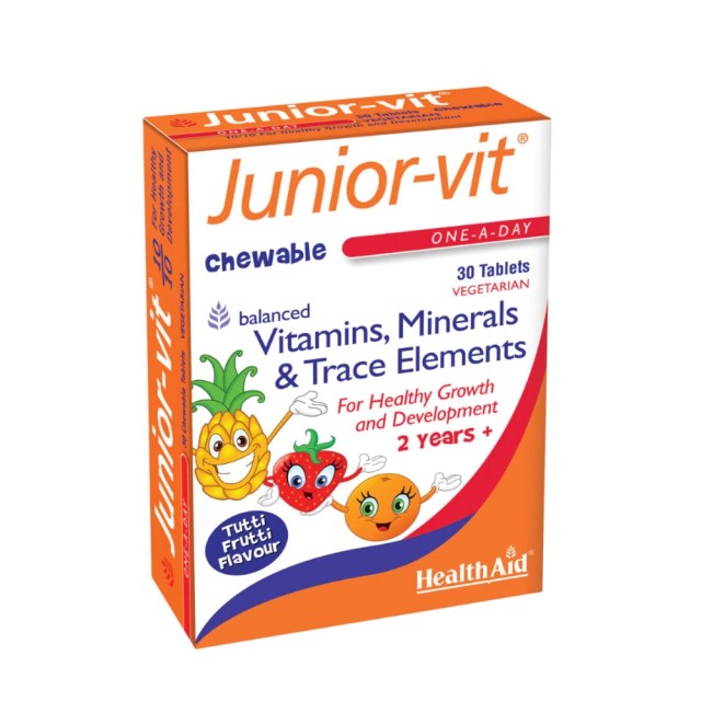 Health Aid Junior Vit 30 μασώμενες ταμπλέτες (Παιδικές Πολυβιταμίνες με Γεύση Φρούτων)