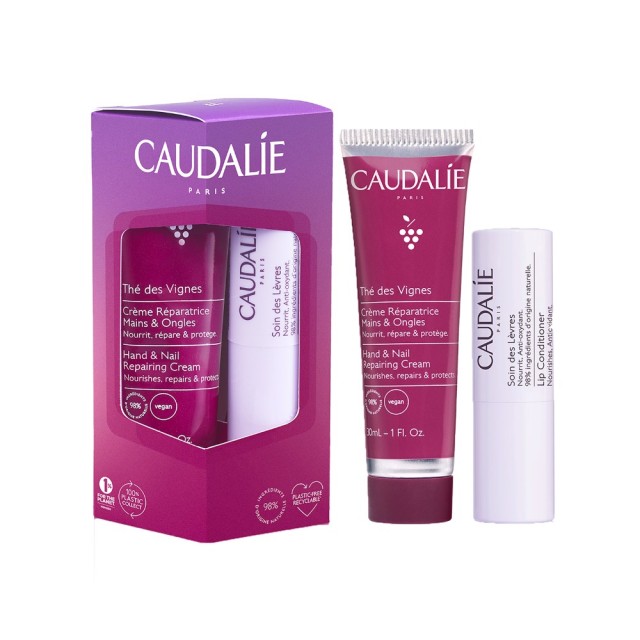 Caudalie SET Thé des Vignes Hand & Nail Repairing Cream 30ml & Lip Conditioner 4,5gr (ΣΕΤ με Ενυδατική Κρέμα Χεριών και Νυχιών & Θρεπτικό Στικ Χειλιών)