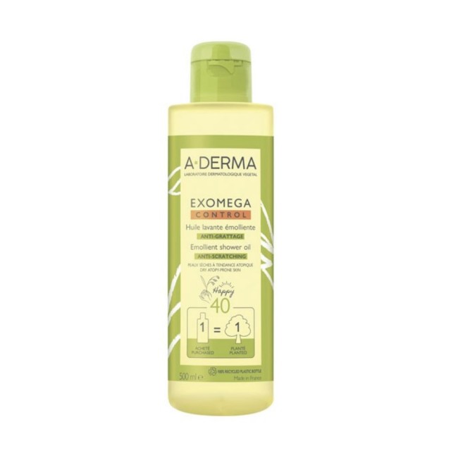 A Derma Exomega Control Emollient Shower Oil 500ml (Μαλακτικό Λάδι Καθαρισμού για Πολύ Ξηρή Επιδερμίδα με Τάση Ατοπίας για Όλη την Οικογένεια)