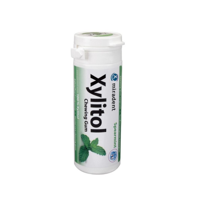 Miradent Xylitol Chewing Gum Spearmint 30τεμ (Οδοντότσιχλα με Ξυλιτόλη Γεύση Δυόσμο)