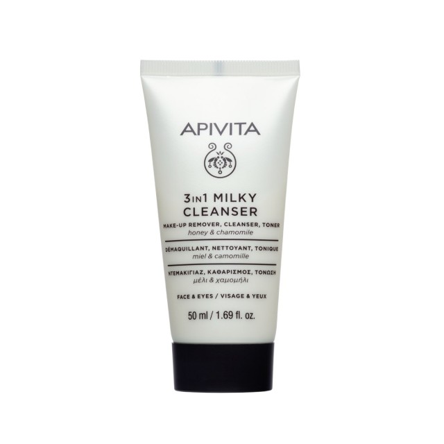 Apivita 3in1 Milky Cleanser 50ml (Γαλάκτωμα Καθαρισμού & Ντεμακιγιάζ για Πρόσωπο & Μάτια)