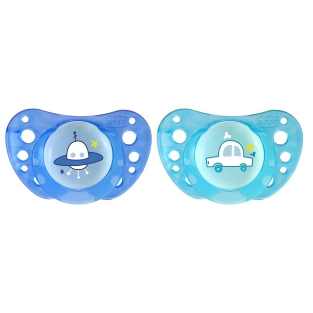 Chicco Physio Air Silicone Soother Blue  75034-21 16-36m+  (Πιπίλα με Κρίκο Σιλικόνης Μπλε 16-36m+ 2τεμ)