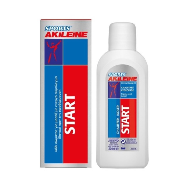 Akileine Sports Start Massage Body Oil 200ml (Λάδι Σώματος για Μασάζ με Ενεργό Σύμπλεγμα - Ιδανικό πριν την Προθέρμανση) 