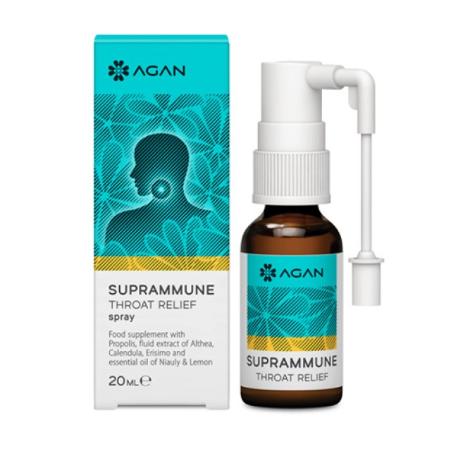 Agan Suprammune Throat Spray 20ml (Προστασία & Αντιμετώπιση του Ερεθισμένου Λαιμού - Πονόλαιμος & Βραχνάδα)  