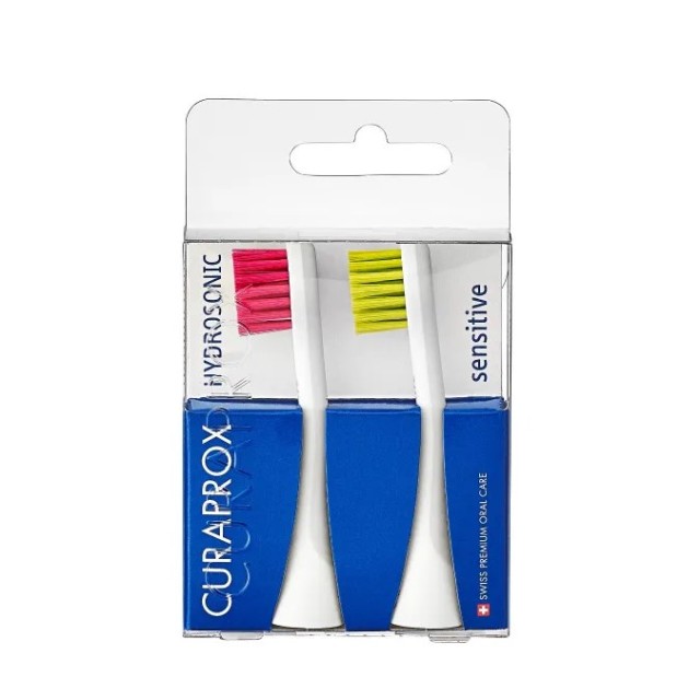 Curaprox Hydrosonic Pro Sensitive Brush Heads 2τεμ (Ανταλλακτικές Κεφαλές Pro Sensitive για Ευαίσθητα Δόντια Κόκκινο/Πράσινο)