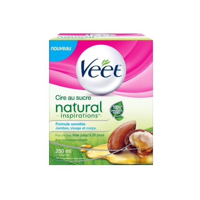 Veet Sugar Wax Natural Inspirations 250ml (Ζεστό Κερί Αποτρίχωσης Με Αργανέλαιο)