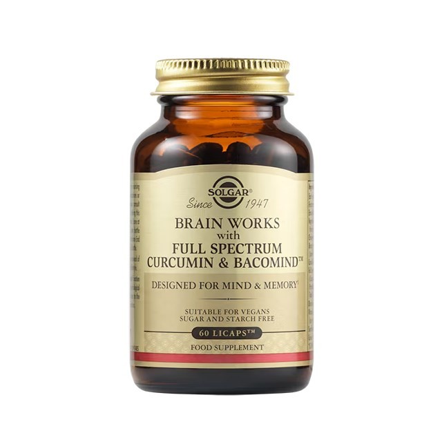 Solgar Brain Works with Full Spectrum Curcumin & Bacomind 60caps (Συμπλήρωμα Διατροφής για τον Εγκεφάλο & τη Μνήμη)