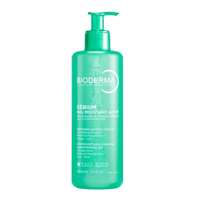 Bioderma Sebium Intense Purifying Cleansing Active Foaming Gel 400ml (Αφρώδες Τζελ Καθαρισμού για Λιπαρή με Τάση Ακμής Επιδερμίδα)