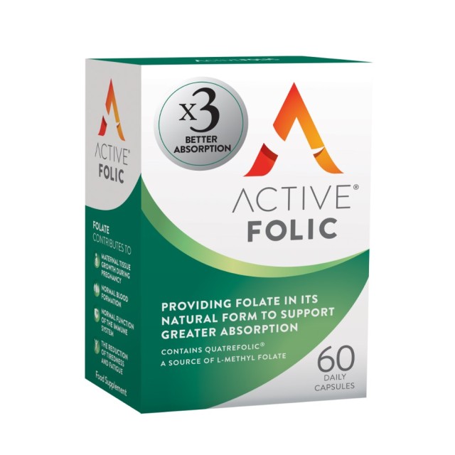 Active Folic 60caps (Συμπλήρωμα Διατροφής με Φυλλικό Οξύ για την Περίοδο Πριν & Μετά την Εγκυμοσύνη)