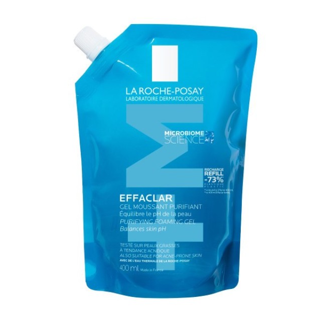 La Roche Posay Effaclar +M Purifying Cleansing Gel Refill 400ml (Τζελ Καθαρισμού για Λιπαρό Δέρμα με Tάση Aκμής - Ανταλλακτική Συσκευασία)