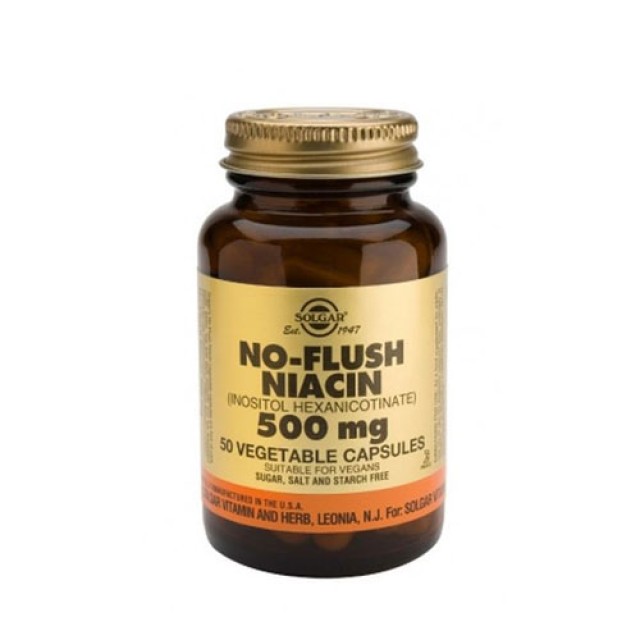 Solgar No-Flush Niacin 500mg 50 Vegetarian Caps (Βιταμίνη Β - Χοληστερίνη)