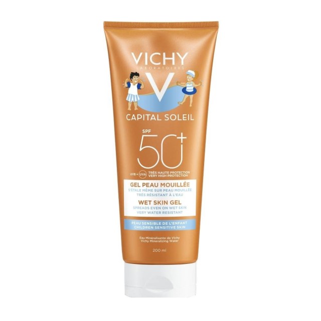 Vichy Capital Soleil Wet Skin Gel Kids SPF50+ 200ml (Παιδικό Aντιηλιακό Για Πρόσωπο Και Σώμα Πολύ Υψηλής Προστασίας SPF50+)