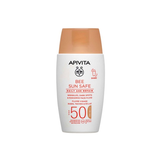 Apivita Bee Sun Safe Daily Age Repair Dry Touch Tinted SPF50 50ml (Λεπτόρρευστη Αντηλιακή Κρέμα Προσώπου με Χρώμα για Ρυτίδες & Πανάδες)