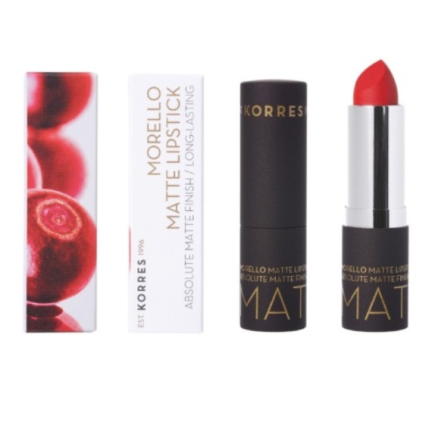 Korres Morello Matte Lipstick 53 Sweet Chili 3.5gr (Ματ Κραγιόν σε Έντονο Κοραλί Χρώμα) 