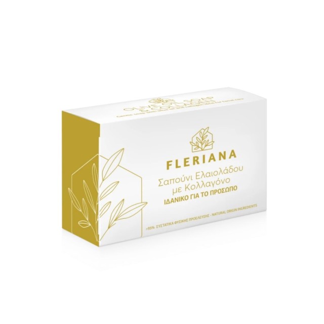 Fleriana Face Soap with Olive Oil & Collagen 100gr (Σαπούνι Προσώπου με Ελαιόλαδο & Κολλαγόνο)