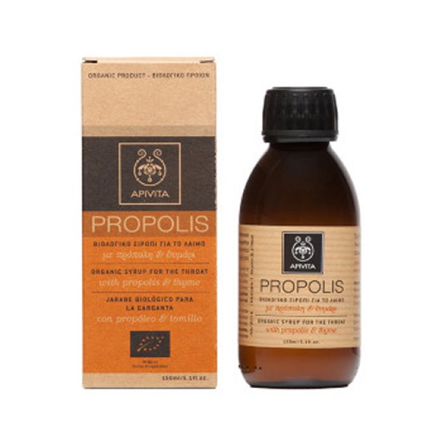 Apivita Propolis Organic Syrup 150ml (Βιολογικό Σιρόπι Λαιμού με Πρόπολη & Θυμάρι) 