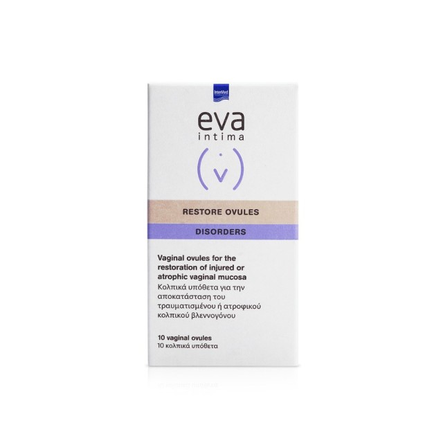 Intermed Eva Intima Restore Ovules 10pcs (Κολπικά Υπόθετα για την Επούλωση του Κολπικού Βλεννογόνου 10τεμ)