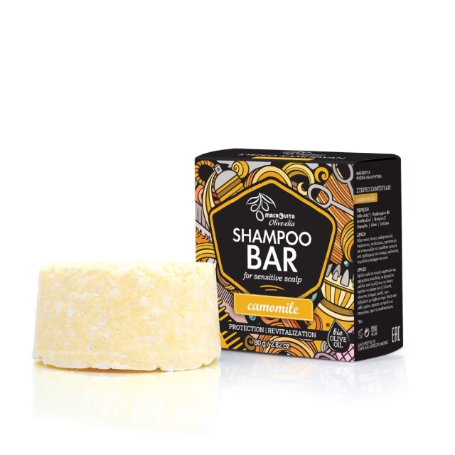 Macrovita Olive Elia Shampoo Bar Chamomile 80gr (Στερεό Σαμπουάν για το Ευαίσθητο Τριχωτό)