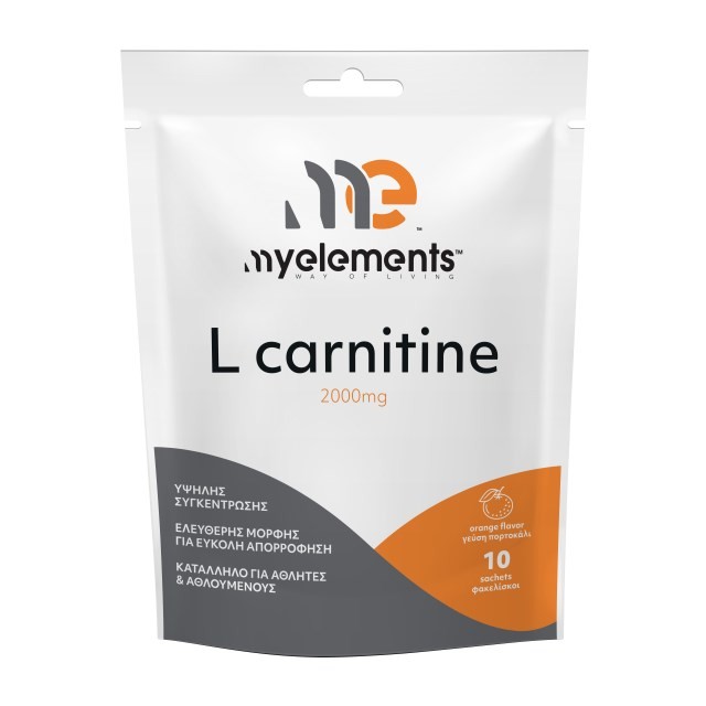 My Elements L-Carnitine 2000mg 10 φακελίσκοι (Συμπλήρωμα Διατροφής για την Ενίσχυση της Λειτουργίας του Μεταβολισμού)
